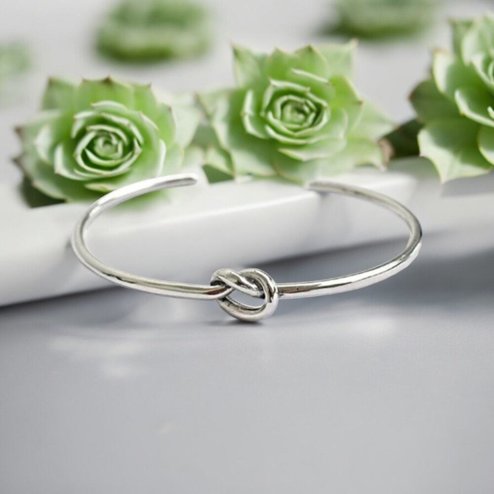 NEW white gold plated sterling silver love knit cuff bangle bracelet jewelry B21
